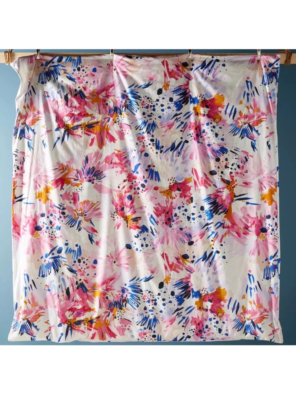 Lillian Farag ANTHROPOLOGIE Floral KING Duvet Cover Colorful Abstract Paint RARE